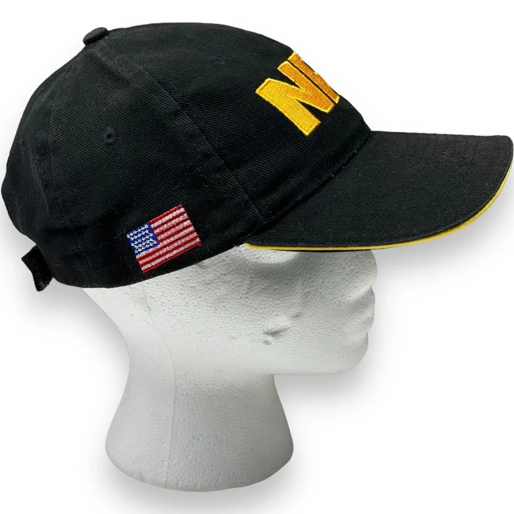 NRA Embroidered American Flag Hat Adjustable Ball Cap Black Yellow Cotton Mens